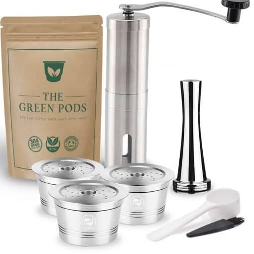 three reusable caffitaly coffee pod with stianless steel coffee tamper and grinder
