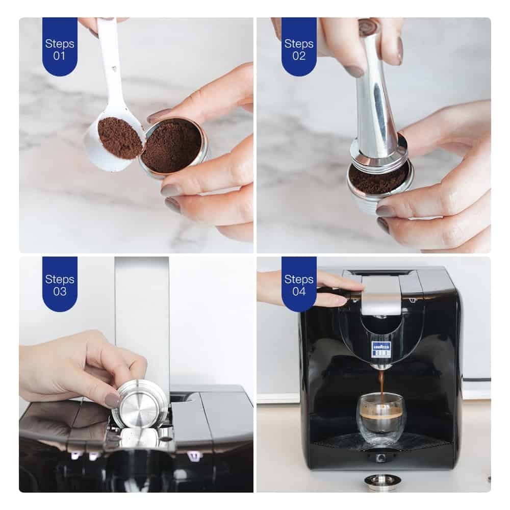 Step by step refilling a lavazza blue coffee capsule